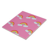 Cute Rainbow met Clouds Pattern Tegeltje (Zijkant)