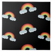Cute Rainbow met Clouds Pattern Tegeltje (Voorkant)