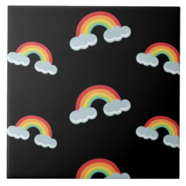 Cute Rainbow met Clouds Pattern Tegeltje