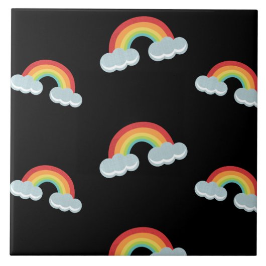 Cute Rainbow met Clouds Pattern Tegeltje (Voorkant)