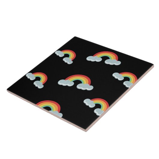 Cute Rainbow met Clouds Pattern Tegeltje (Zijkant)