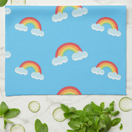 Cute Rainbow met Clouds Pattern Theedoek