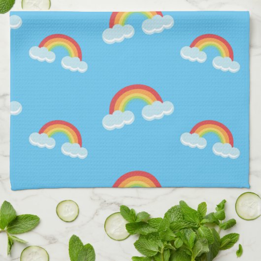 Cute Rainbow met Clouds Pattern Theedoek (Gevouwen)