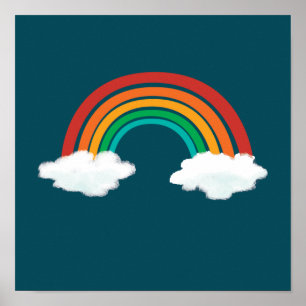Cute Rainbow on Clouds Pattern - Summer Giften Poster