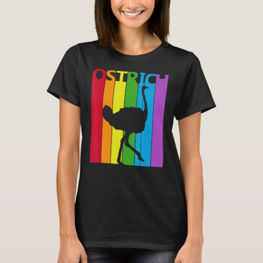 Cute Rainbow Ostrich T-shirt (Voorkant)