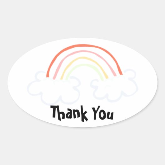 Cute Rainbow Ovale Sticker (Voorkant)