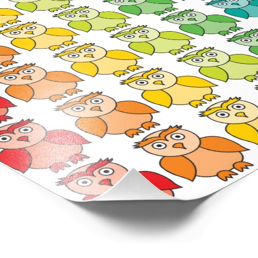 Cute Rainbow Owl Pattern. Foto Afdruk (Hoek)