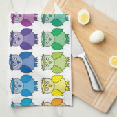Cute Rainbow Owl Pattern Theedoek (Quarter Fold)