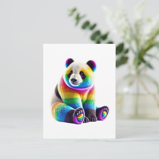 Cute Rainbow Panda Briefkaart (Staand voorkant)