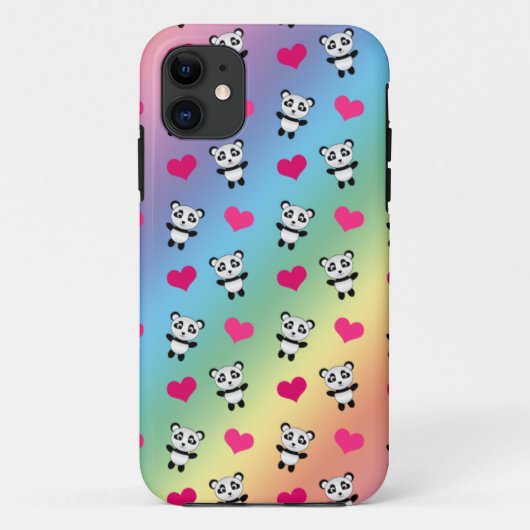 Cute rainbow panda harten patroon Case-Mate iPhone case (Achterkant)
