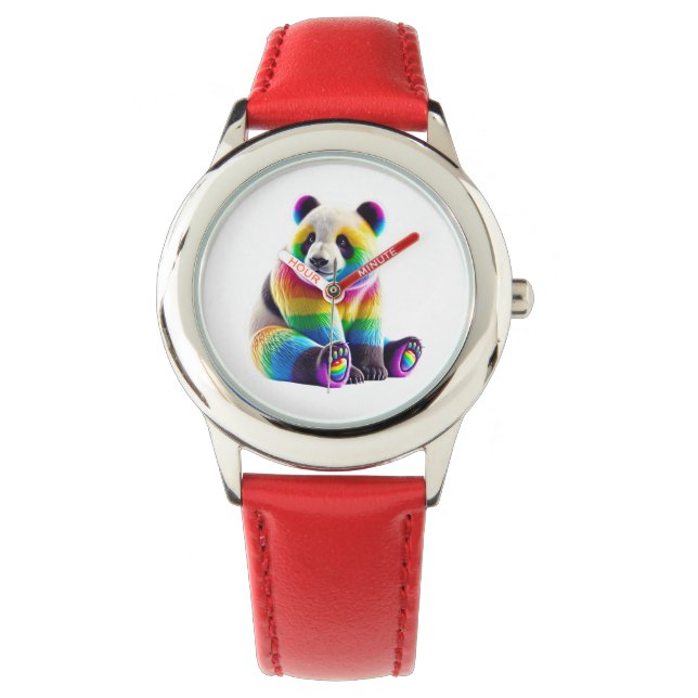 Cute Rainbow Panda Horloge (Voorkant)