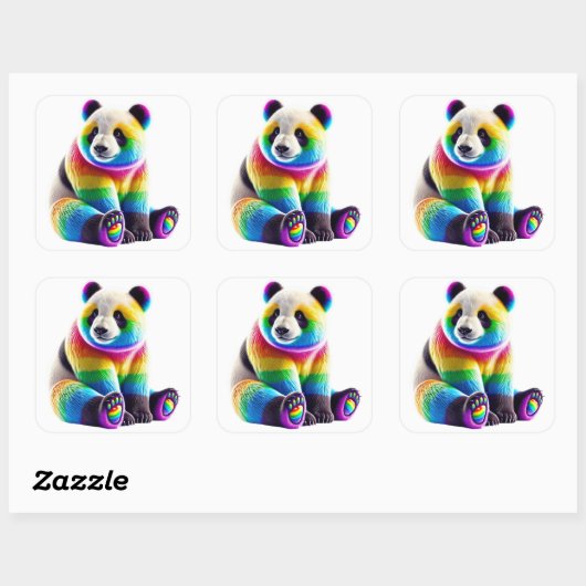 Cute Rainbow Panda Vierkante Sticker (Vel)