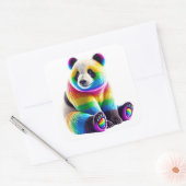 Cute Rainbow Panda Vierkante Sticker (Envelop)