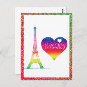Cute Rainbow Paris Heart Eiffel Tower Briefkaart (Voorkant / Achterkant)