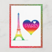 Cute Rainbow Paris Heart Eiffel Tower Briefkaart (Voorkant)