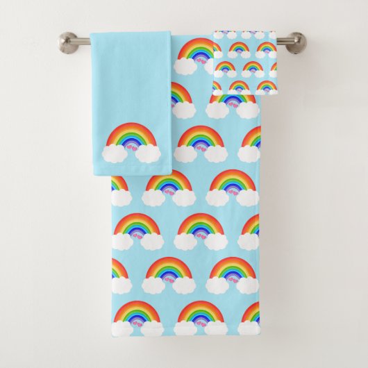 Cute Rainbow Pattern Blue Bad Handdoek (Insitu)