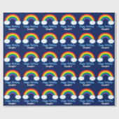 Cute Rainbow Pattern Custom Blue Birthday Cadeaupapier (Vlak)