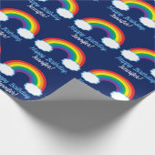 Cute Rainbow Pattern Custom Blue Birthday Cadeaupapier (Hoek)