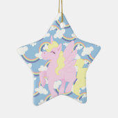 Cute Rainbow Pattern met roze Unicorn Pegasus Keramisch Ornament (Rechts)