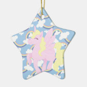 Cute Rainbow Pattern met roze Unicorn Pegasus Keramisch Ornament (Links)