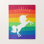 Cute Rainbow Pattern White Unicorn Personalized Legpuzzel (Verticaal)