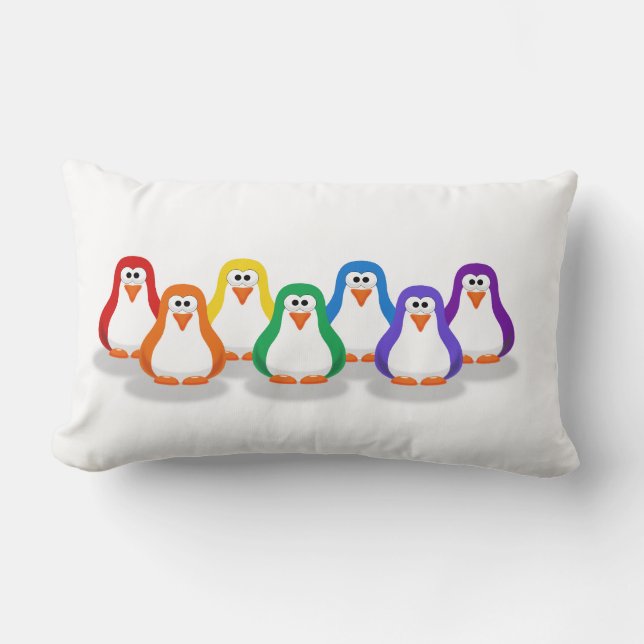 Cute Rainbow Penguin Pillow Kussen (Voorkant)