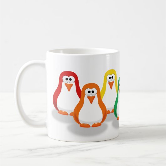 Cute Rainbow Penguins Mok (Links)
