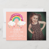 Cute Rainbow Photo Birthday Invitation Kaart (Voorkant)