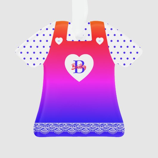 Cute Rainbow Pinafore Polka Dots Ornament (voorkant)