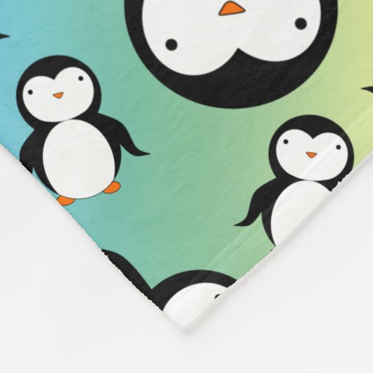 Cute rainbow pinguïn patroon fleece deken (Hoek)