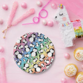 Cute rainbow pinguïn patroon papieren bordje (Feest)