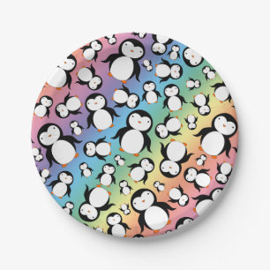 Cute rainbow pinguïn patroon papieren bordje