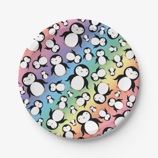 Cute rainbow pinguïn patroon papieren bordje (Voorkant)