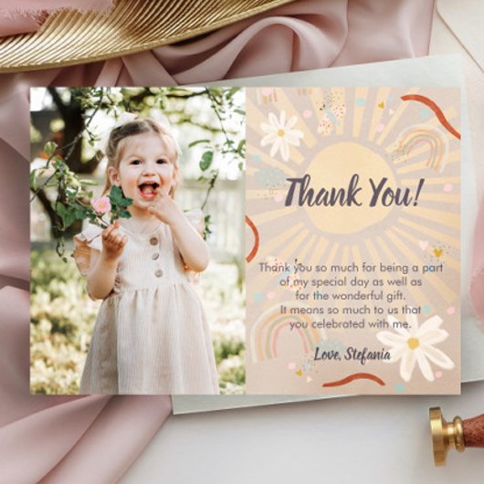 Cute Rainbow Pink Birthday Hartelijk dank Kaart