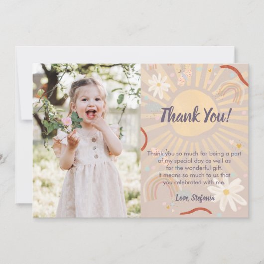 Cute Rainbow Pink Birthday Hartelijk dank Kaart (Voorkant)