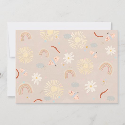 Cute Rainbow Pink Birthday Hartelijk dank Kaart (Achterkant)