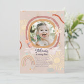 Cute Rainbow Pink Birthday Kaart (Staand voorkant)