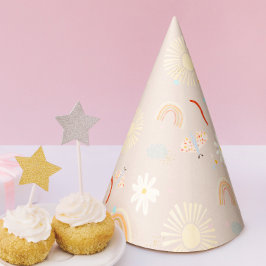 Cute Rainbow Pink Birthday Party Pet Feesthoedjes