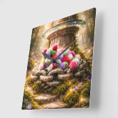 Cute Rainbow Plush Cat Wall Clock Kids Decor Vierkante Klok (Hoek)