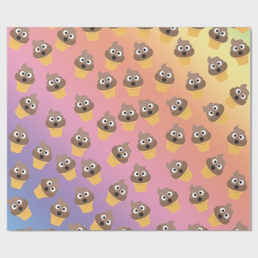 Cute Rainbow Poop Emoji Ice Cream Cone Pattern Cadeaupapier (Vlak)