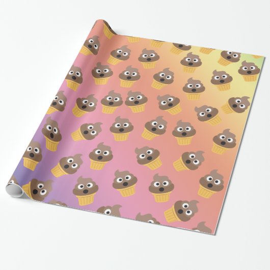 Cute Rainbow Poop Emoji Ice Cream Cone Pattern Cadeaupapier (Uitgerold)