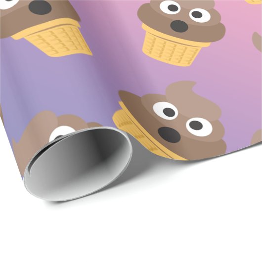 Cute Rainbow Poop Emoji Ice Cream Cone Pattern Cadeaupapier (Rol Hoek)