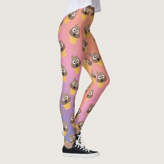 Cute Rainbow Poop Emoji Ice Cream Cone Pattern Leggings (Rechts)