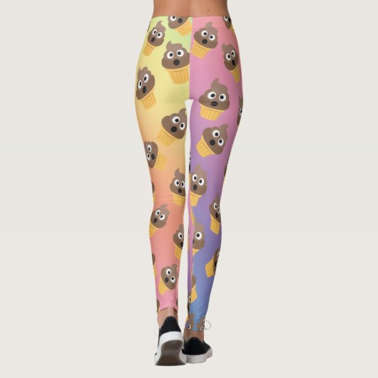 Cute Rainbow Poop Emoji Ice Cream Cone Pattern Leggings (Achterkant)