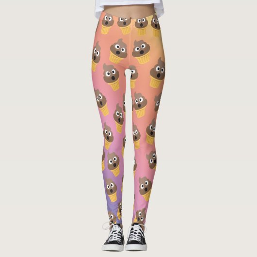 Cute Rainbow Poop Emoji Ice Cream Cone Pattern Leggings (Voorkant)