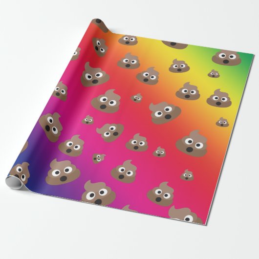 Cute Rainbow Poop Emoji Pattern Cadeaupapier (Uitgerold)