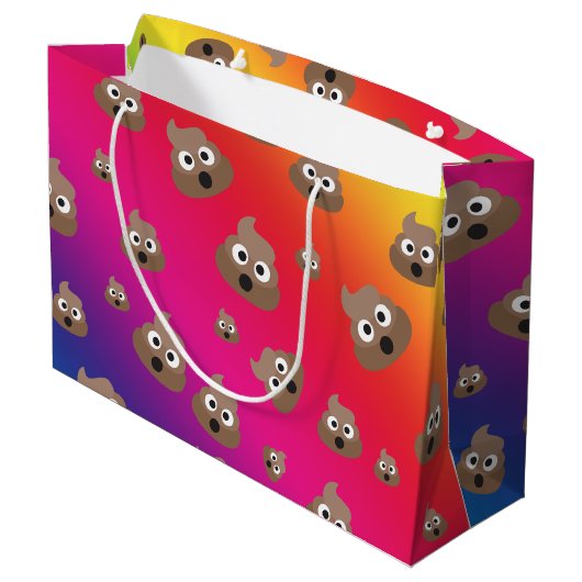 Cute Rainbow Poop Emoji Pattern Large Cadeautasje (Achterkant Gekanteld)