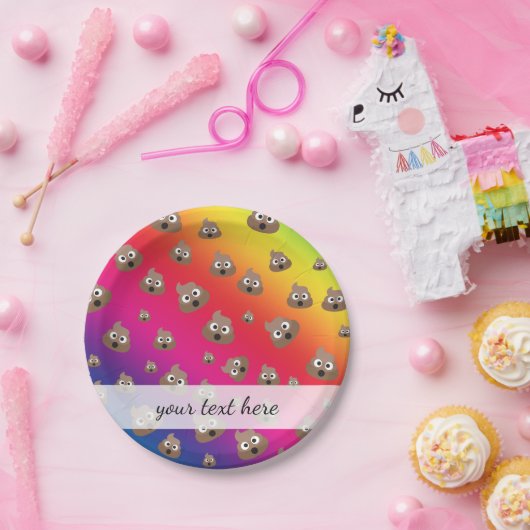 Cute Rainbow Poop Emoji Pattern Papieren Bordje (Feest)