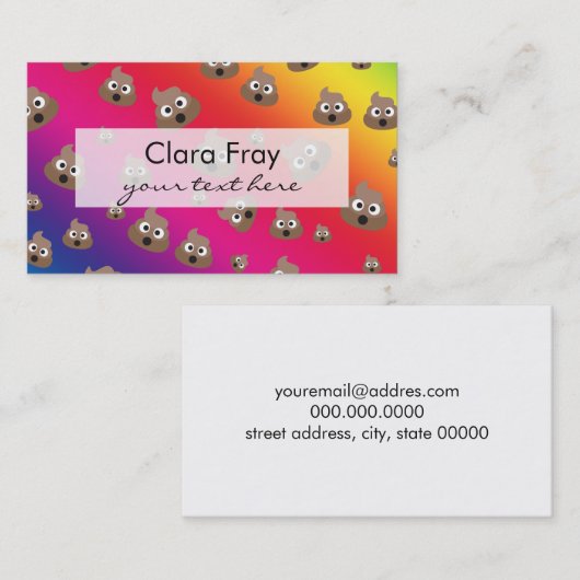 Cute Rainbow Poop Emoji Pattern Visitekaartje (Voorkant / Achterkant)