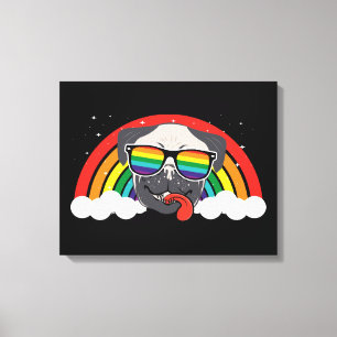 Cute Rainbow Pug Canvas Afdruk